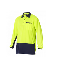 KingGee Mens Hyperfreeze Long Sleeve Polo Yellow/Navy 