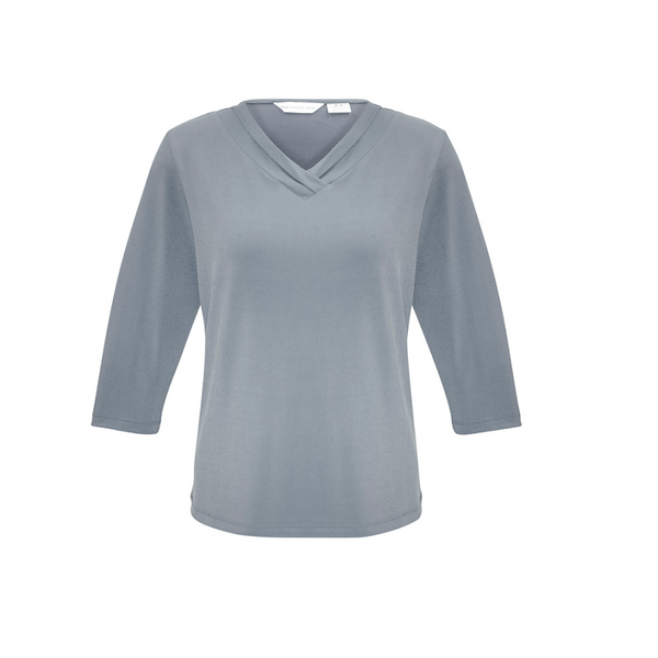 Biz Collection Ladies Lana 3/4 Sleeve Top Silver Mist