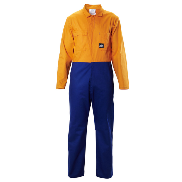 Hard Yakka Day Cotton Zip Overall Orange/Navy