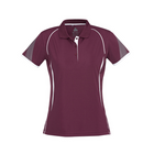 Biz Collection Ladies Razor Polo Maroon/White