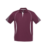 Biz Collection Mens Razor Polo Maroon/White