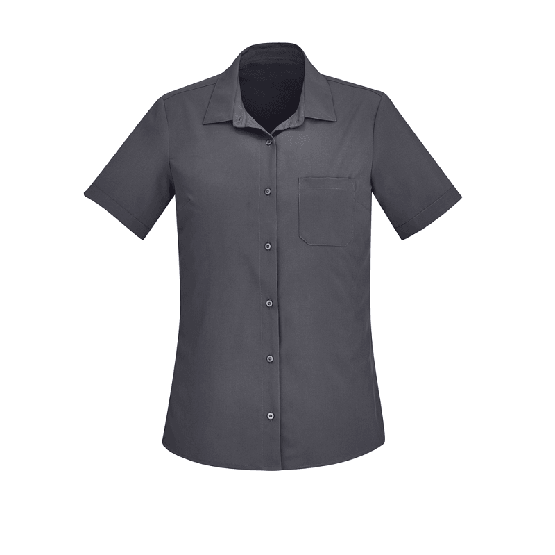 BizCare Womens Stretch Short Sleeve Shirt Charcoal