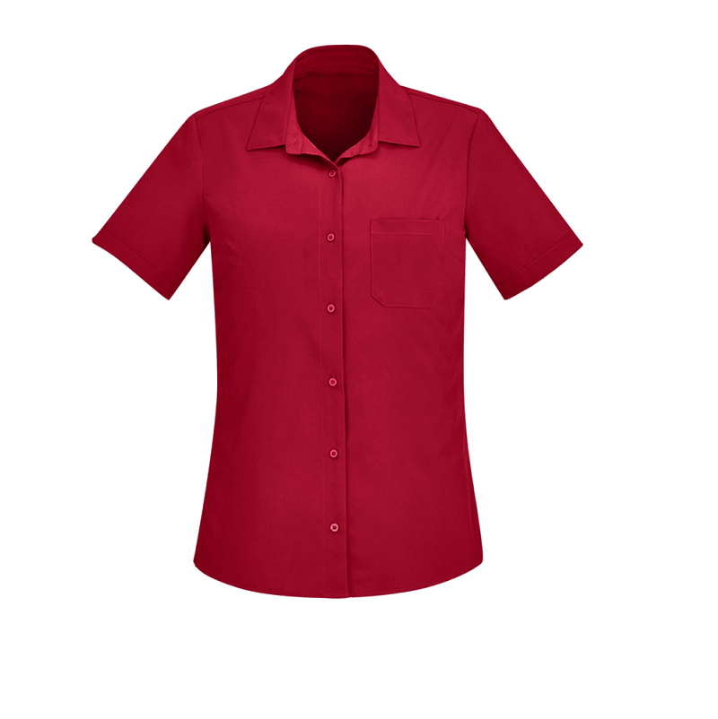 BizCare Womens Stretch Short Sleeve Shirt Cherry