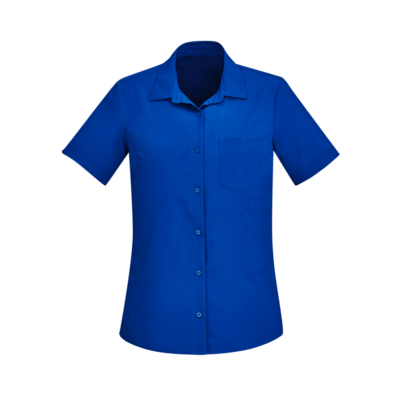 BizCare Womens Stretch Short Sleeve Shirt Electric Blue