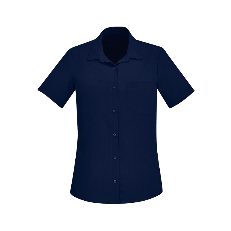BizCare Womens Stretch Short Sleeve Shirt Navy