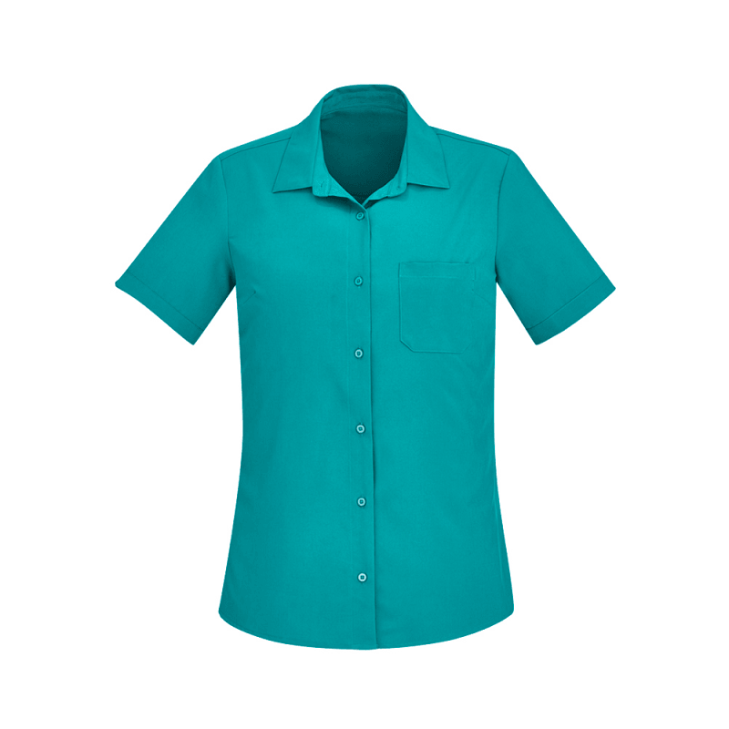 BizCare Womens Stretch Short Sleeve Shirt Teal