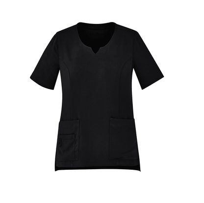 BizCare Womens Tailored Fit Round Neck Scrub Top Black