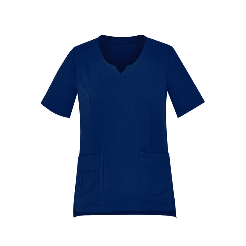 BizCare Womens Tailored Fit Round Neck Scrub Top Navy