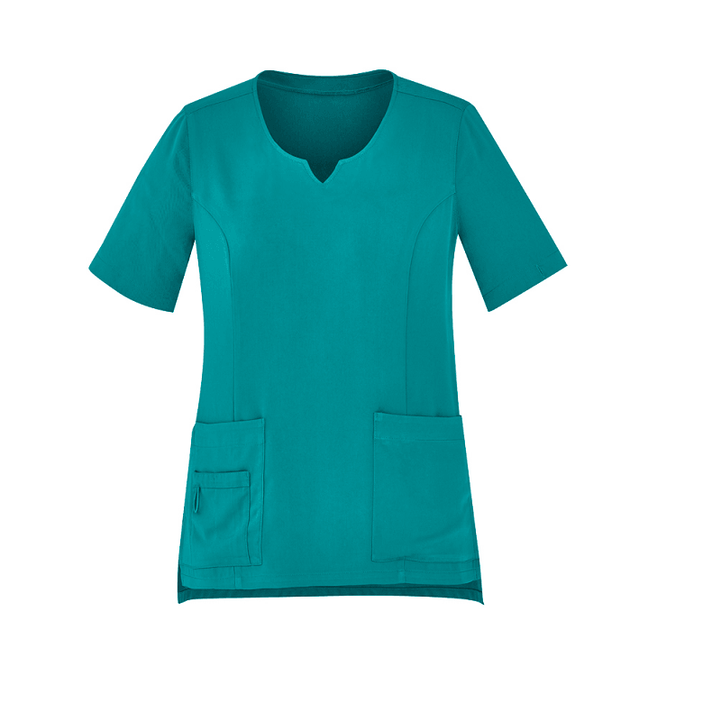 BizCare Womens Tailored Fit Round Neck Scrub Top Teal
