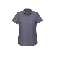 Biz Corporates Womens Charlie Short Sleeve Shirt Navy Chambray 