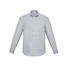 Biz Corporate Mens Charlie Classic Fit Long Sleeve Shirt Silver Chambray