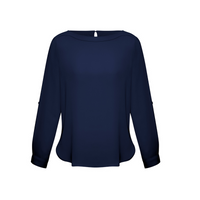 Biz Collection Ladies Madison Boatneck Blouse Midnight Blue