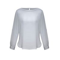 Biz Collection Ladies Madison Boatneck Blouse Silver