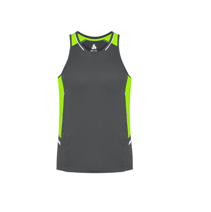 Biz Collection Mens Renegade Singlet Grey/Lime