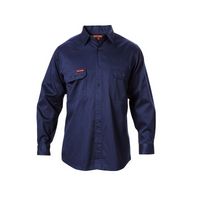 Hard Yakka Cotton Drill Shirt Long Sleeve Navy