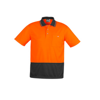 Syzmik Unisex Hi Vis Short Sleeve Spliced Polo Orange/Charcoal