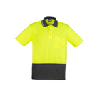 Syzmik Unisex Hi Vis Short Sleeve Spliced Polo Yellow/Charcoal