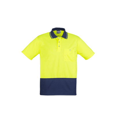 Syzmik Unisex Hi Vis Short Sleeve Spliced Polo Yellow/Navy
