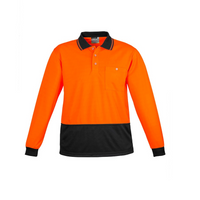 Syzmik Unisex Hi Vis Long Sleeve Spliced Polo Orange/Black