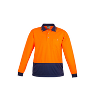 Syzmik Unisex Hi Vis Long Sleeve Spliced Polo Orange/Navy