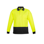 Syzmik Unisex Hi Vis Long Sleeve Spliced Polo Yellow/Black