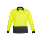 Syzmik Unisex Hi Vis Long Sleeve Spliced Polo Yellow/Charcoal