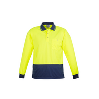 Syzmik Unisex Hi Vis Long Sleeve Spliced Polo Yellow/Navy