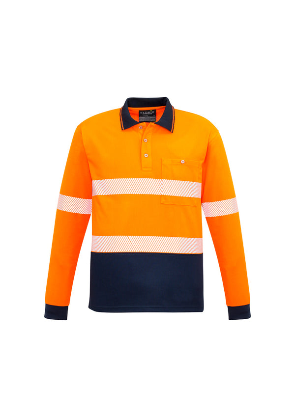 Syzmik Unisex Hi Vis Segmented Long Sleeve Polo Orange/Navy