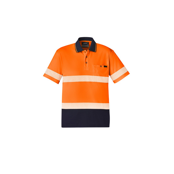 Syzmik Unisex Hi Vis Segmented Short Sleeve Polo Orange/Navy