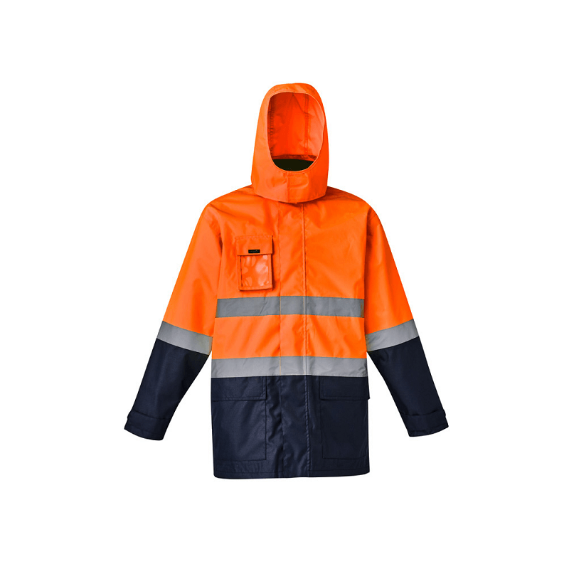 Syzmik Mens Hi Vis Basic 4 in 1 Waterproof Jacket Orange/Navy