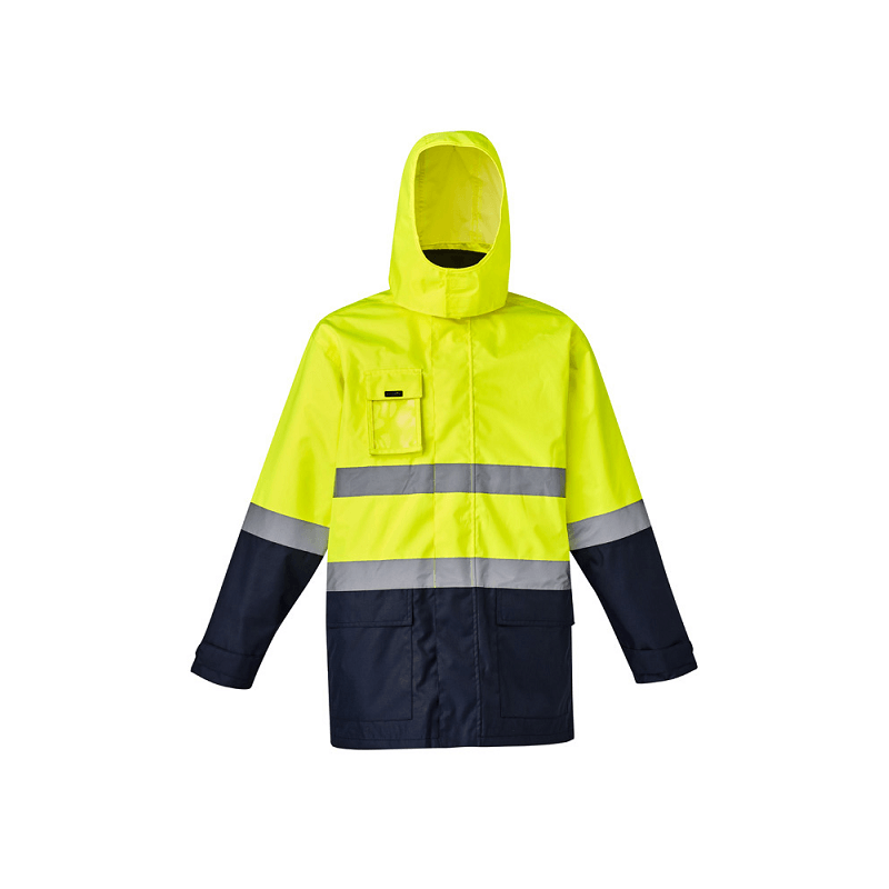 Syzmik Mens Hi Vis Basic 4 in 1 Waterproof Jacket Yellow/Navy