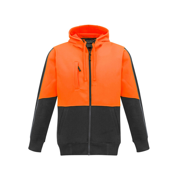 Syzmik Unisex Hi Vis Full Zip Hoodie Orange/Charcoal