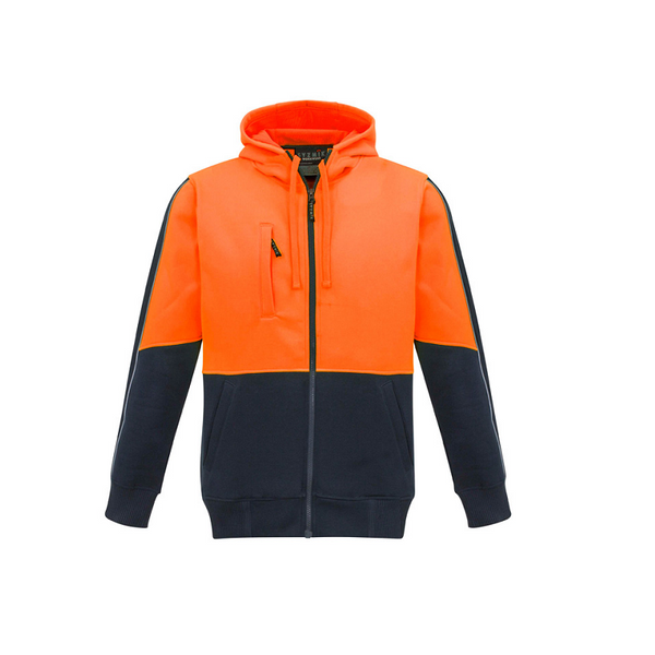 Syzmik Unisex Hi Vis Full Zip Hoodie Orange/Navy