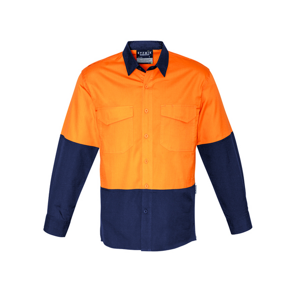 Syzmik Mens Cooling Hi Vis Spliced Shirt Orange/Navy