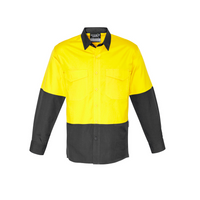 Syzmik Mens Cooling Hi Vis Spliced Shirt Yellow/Charcoal