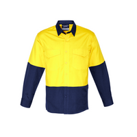 Syzmik Mens Cooling Hi Vis Spliced Shirt Yellow/Navy