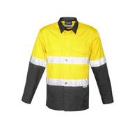 Syzmik Mens Cooling Taped Hi Vis Spliced Shirt Yellow/Charcoal