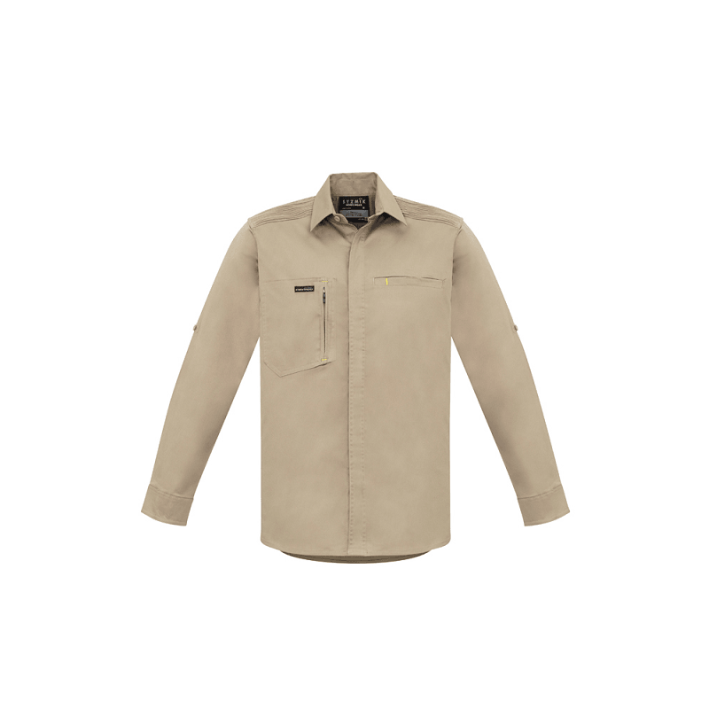 Syzmik Mens Streetworx Long Sleeve Shirt Khaki