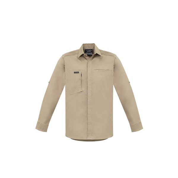 Syzmik Mens Streetworx Long Sleeve Shirt Khaki