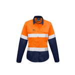 Syzmik Womens Cooling Taped Hi Vis Spliced Shirt Orange/Navy