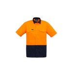 Syzmik Mens Cooling Hi Vis Spliced Short Sleeve Shirt Orange/Navy