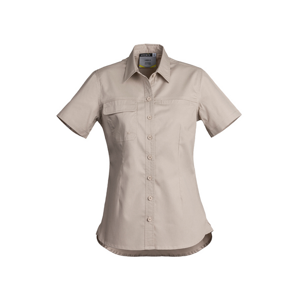 Syzmik Womens Lightweight Tradie Short Sleeve Shirt Sand