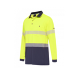 KingGee Mens Hyperfreeze Taped Long Sleeve Polo Yellow/Navy 