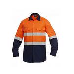 KingGee Workcool 2 Reflective Spliced Shirt Long Sleeve Orange/Navy